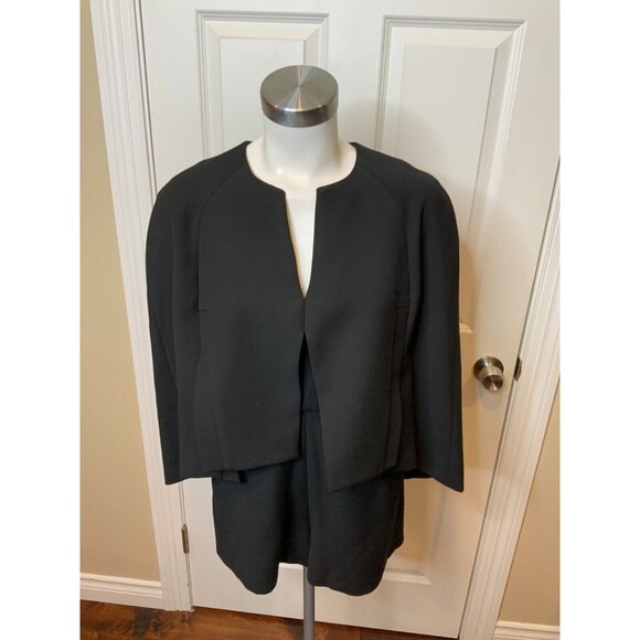 BCBGMaxAzria Brianne Black Shorts 1 Piece Caped Jumpsuit Romper $298, Size 2 - Picture 2 of 6